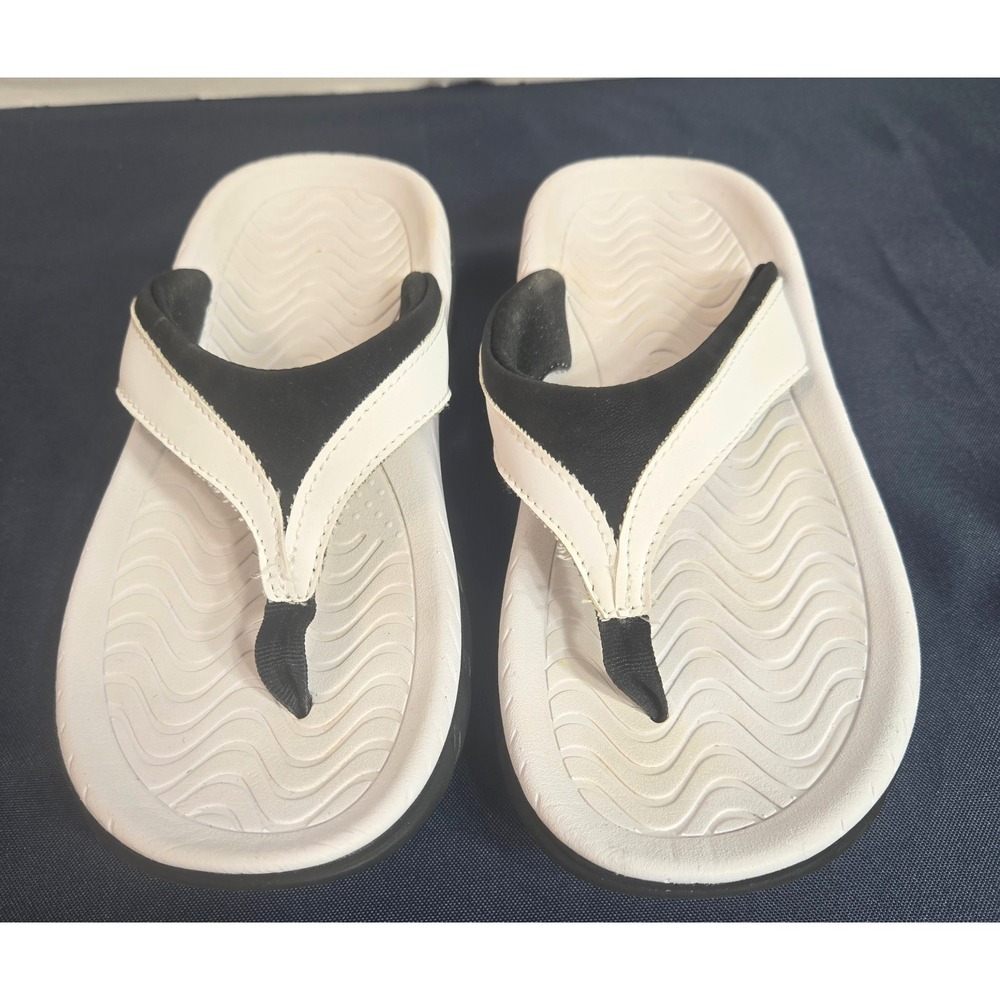 Avia Womens Thongs Sandals sz 6 Black/White